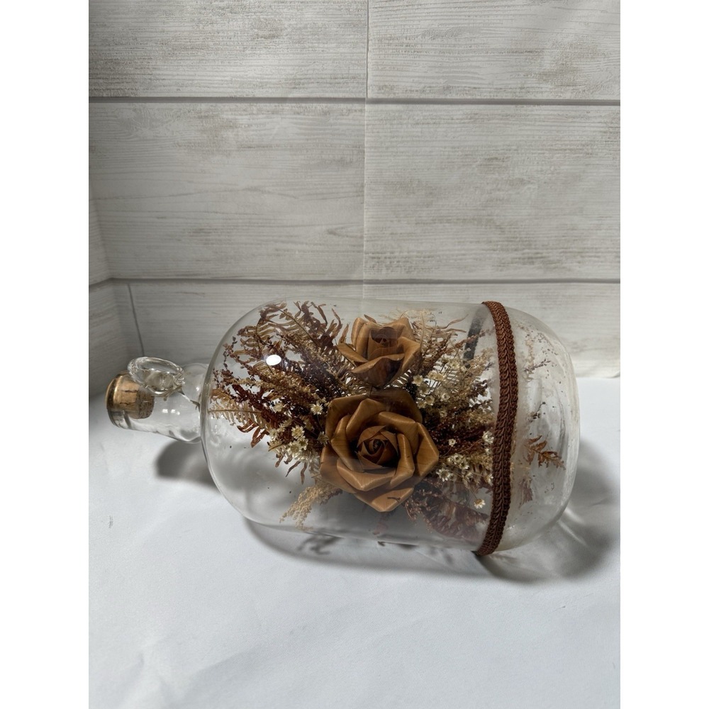 Vintage Bowl O Beauty Plant In A Bottle , Mcm , Brown Floral Made In Thailand